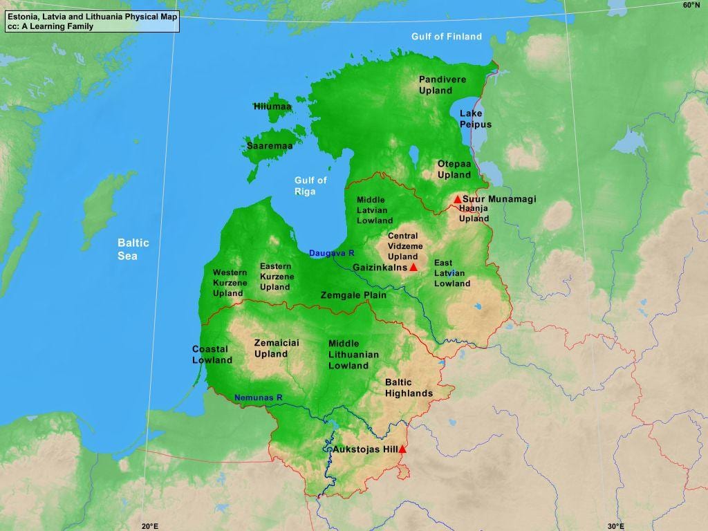 mapa de Estonia física