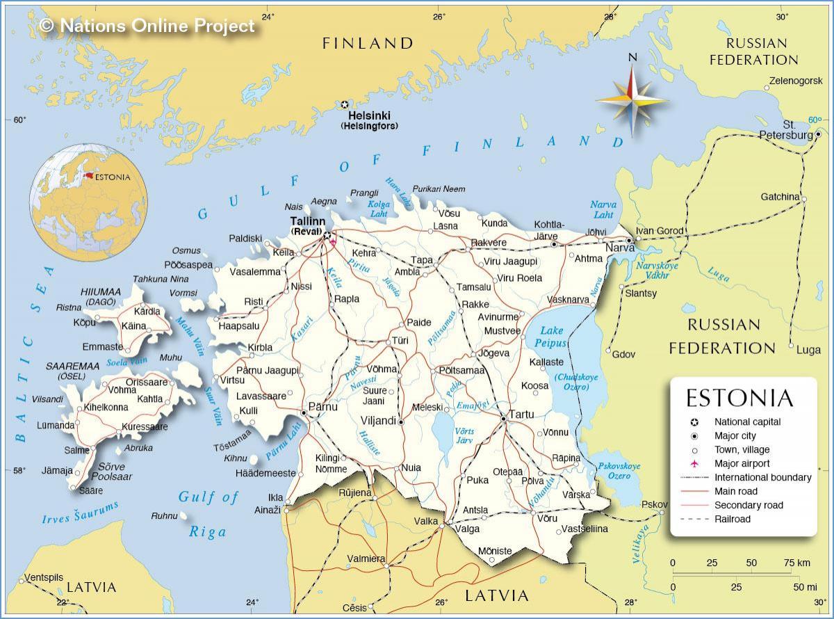 mapa de Estonia cidade