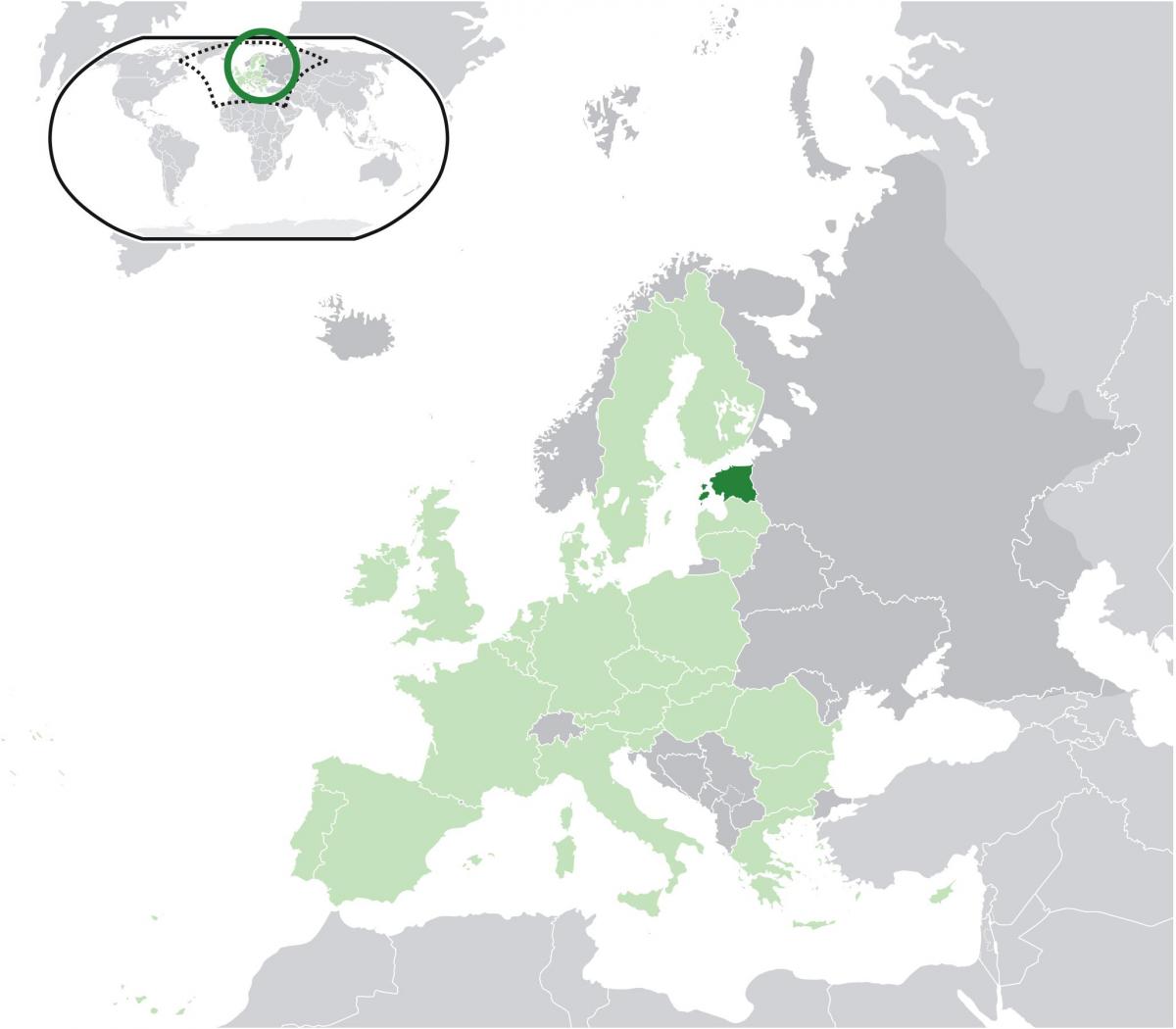 Estonia no mapa de europa
