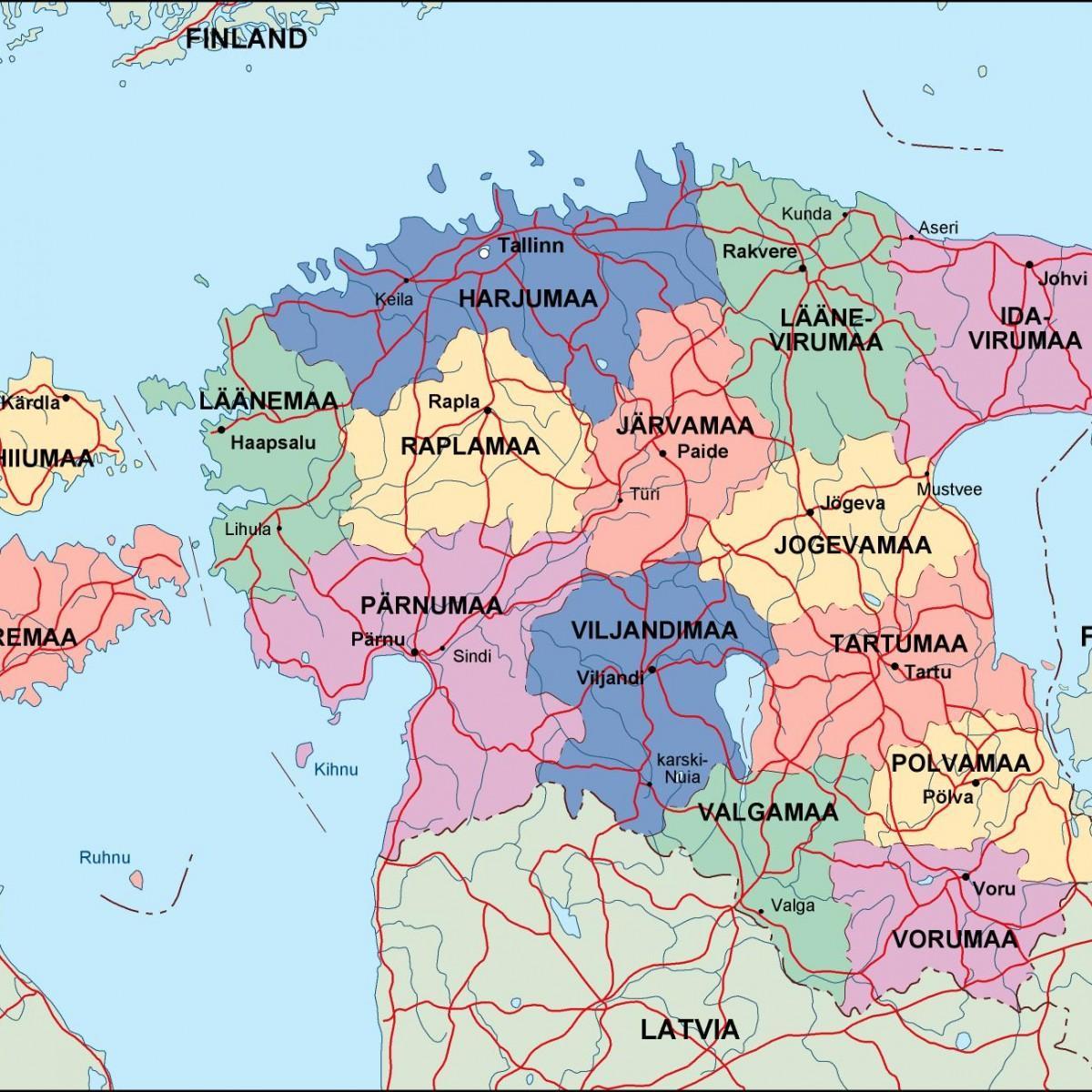 mapa de Estonia política