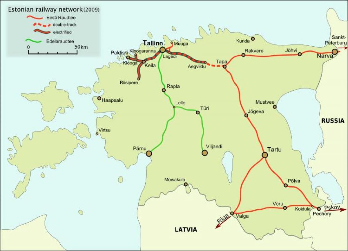 mapa de estonia ferrocarrís